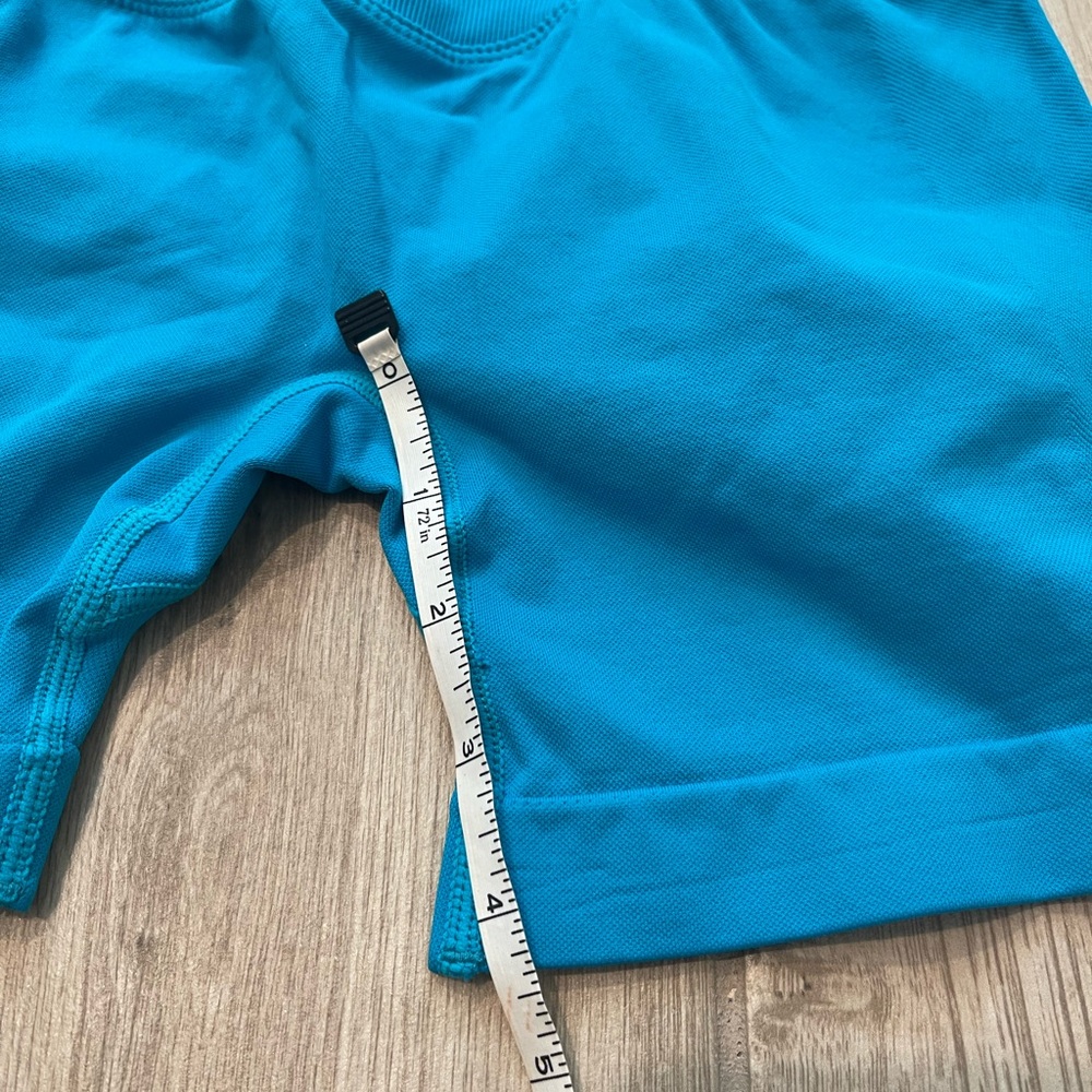 DFYNE Impact Seamless High Rise Shorts 4.5” Glacier Teal Blue Sz S - Picture 10 of 10